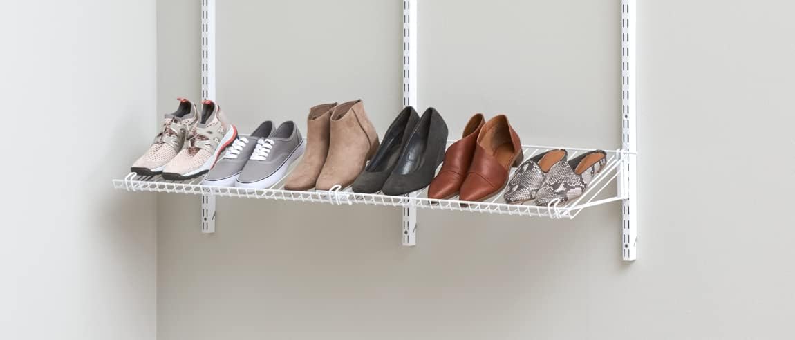 Rubbermaid Wall Mount Shoe Shelf - Customizable White Organizer for Home, Closet & Laundry