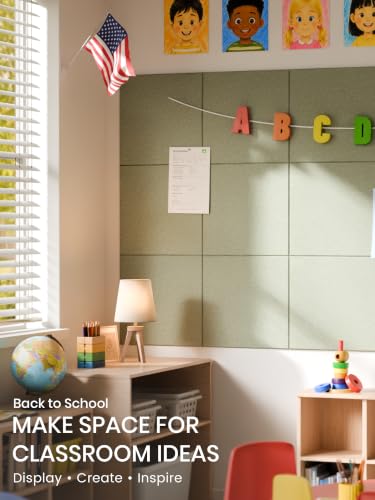 12-Pack Felt Bulletin Board Tiles, Sage Green Adhesive Wall Memo Tiles