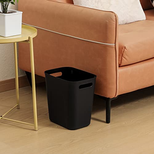 UUJOLY 3.5 Gallon Small Plastic Trash Can, Black Wastebasket for Bathroom and Office