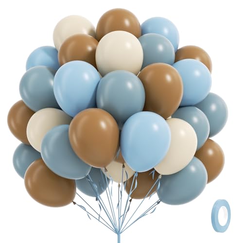 60pcs Blue and Brown Balloon Garland Kit for Baby Shower and Birthday