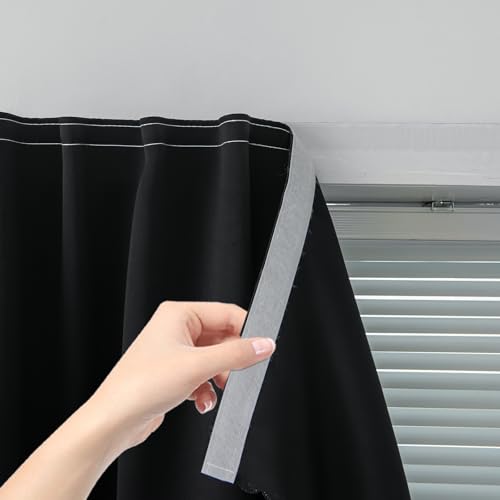 Self-Adhesive Blackout Curtain Panel - No-Drill Stick-On Shade (35" x 59", Black)
