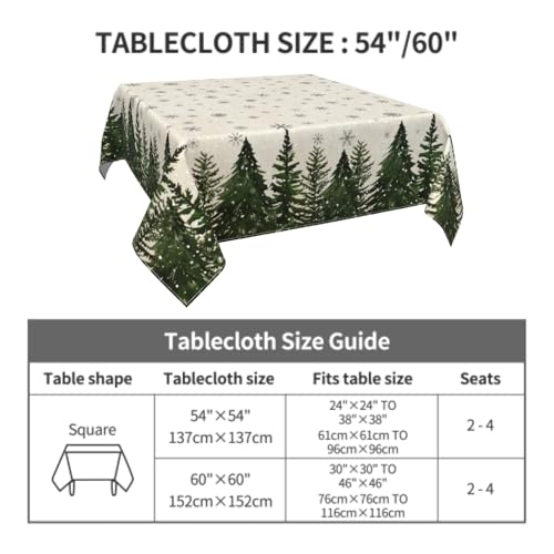 Lvhompro Christmas Trees 54x54 Inch Square Tablecloth - Water-Resistant, Spill-Proof Polyester Table Cover