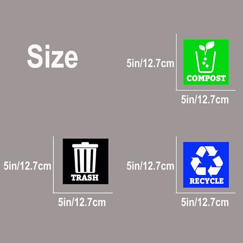 XTRAYXRAY 5x5in Recycle & Trash & Compost Sticker Set of 3 – Vinyl Decals for Bins