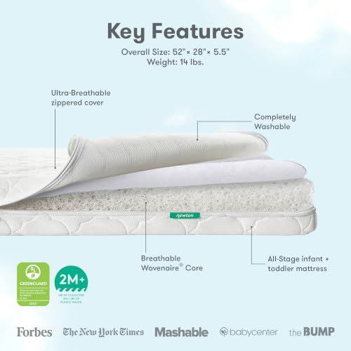 Newton Baby Breathable Washable Crib & Toddler Mattress - White