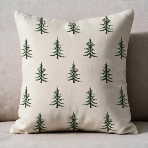 Sivirary 20x20 Inch Set of 2 Christmas Pillow Covers Forest Green Xmas Tree Decor