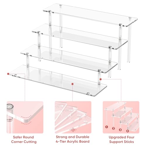 4-Tier Clear Acrylic Display Riser Shelf for Perfume, Figures & Desserts