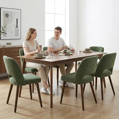 Modern Upholstered Dining Chairs, Set of 4 Green Fabric Chairs