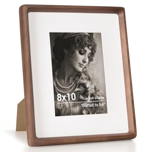 Fun Memories Walnut 8x10 Picture Frame Set of 2 with HD Tempered Glass, Handcrafted Rounded Corners, Wall or Tabletop Display, Variation: Walnut / 8x10 | HD Tempered Glass / 2