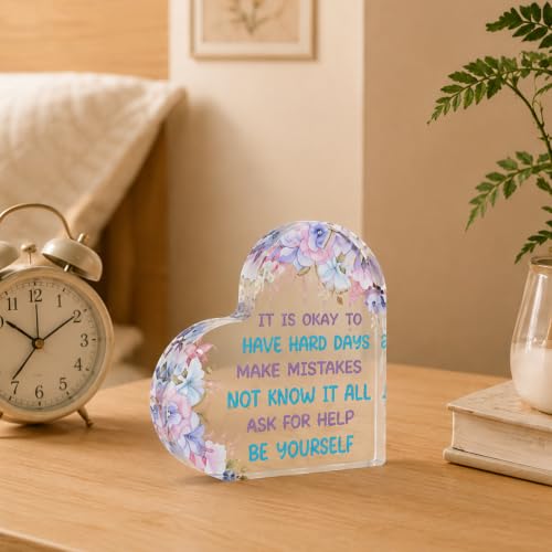 Mental Health Desk Decor Gift - Encouragement Quote Acrylic Sign for Women