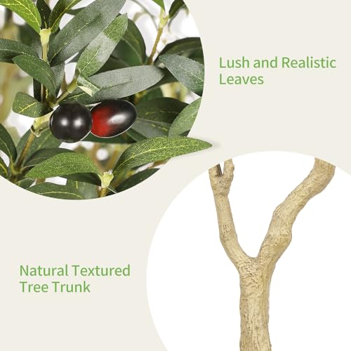 6ft Artificial Olive Tree with Planter - Realistic Faux Indoor Tree