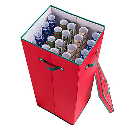 Wrapping Paper Storage Box Upright Container for 20 Rolls Red