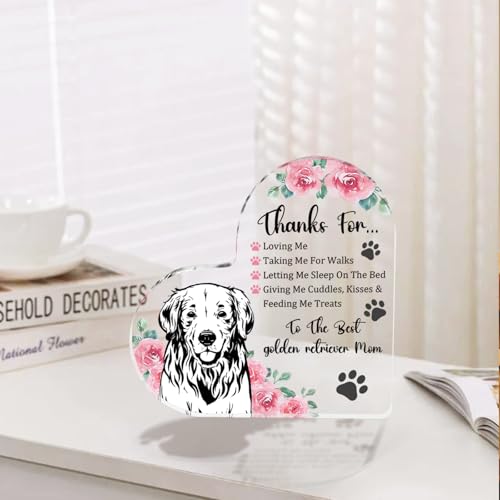 Golden Retriever Gifts for Dog Lovers Heart Acrylic Plaque - Thank You Mom Appreciation