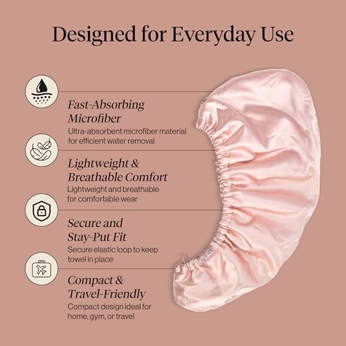 Kitsch Blush Microfiber Hair Towel Wrap - Fast Dry & Frizz Control for Women