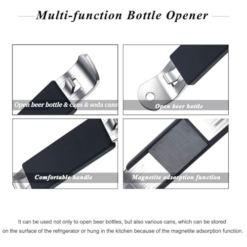 HANCELANT Black Magnetic Bottle Opener Set - Stainless Steel Can & Beer Tapper for Camping & Travel