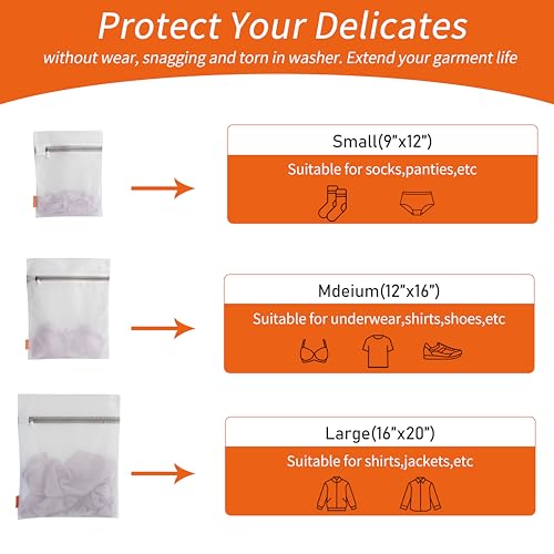 Mesh Laundry Bags 3-Pack - Delicate Clothes Protection with Auto-Lock Zipper