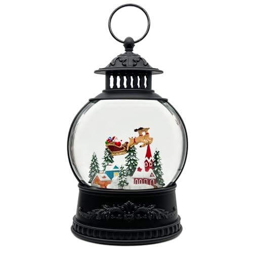 AOMIL Reindeer Christmas Snow Globe Lantern with Music & Timer - LED Glitter Globe Decor