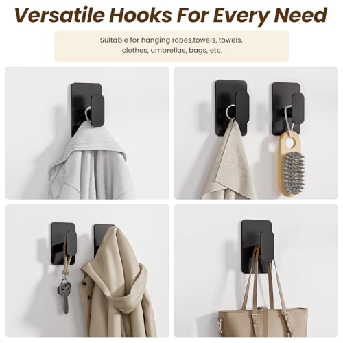 Heavy Duty Adhesive Wall Hooks - Stainless Steel Towel & Coat Hooks, 4 Pack