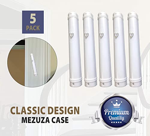 Waterproof Mezuzah Case Set - 15cm Semi-Round Plastic Holder with Shin - 5 Pack