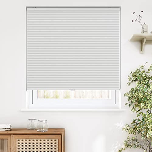 Cordless Cellular Shades 32" W x 64" H - White Blackout with Thermal Insulation & Noise Reduction