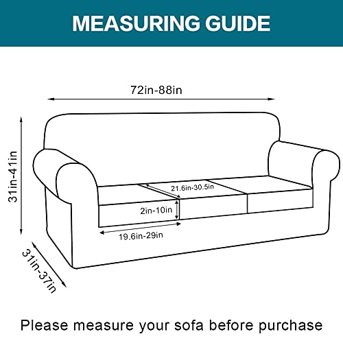 4-Piece Stretch Jacquard Sofa Cover for 3 Cushion Couch - Biscotti Beige