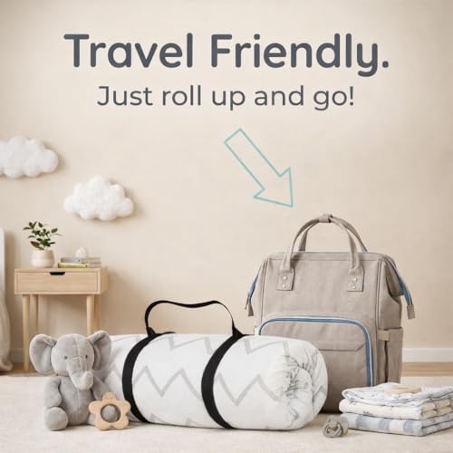 Waterproof Pack and Play Mattress Pad - 38" x 26" Roll Up Memory Foam Topper