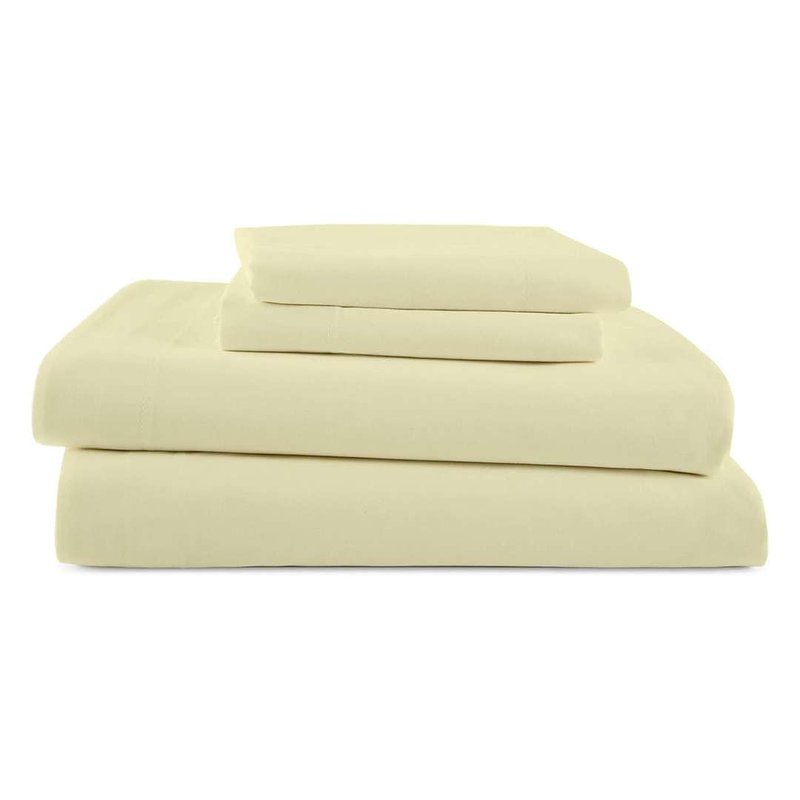 Olympic Queen Sheets (66 x 80) - Ivory Solid, 4 Piece Camper Sheet Set, 100% Egyption Cotton, 8 Inch Deep Pocket Fitted Sheet with Elastic All Around, Soft & Luxurious, Hotel Quality Sheets