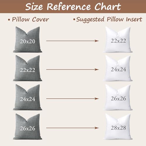 22x22 Synthetic Down Alternative Throw Pillow Inserts, 2-Pack Cotton Cover