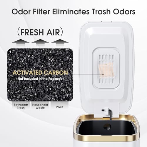 Slim Stainless Steel Bathroom Trash Can with Soft Close Lid - 5L / 1.3 Gal