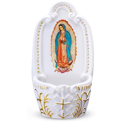 Our Lady of Guadalupe Holy Water Font - Resin Wall Mount Religious Decor