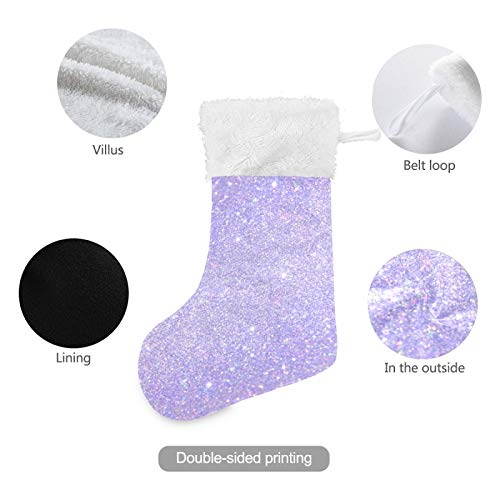 Blueangle 2 Pack Shiny Glitter Lavender Christmas Stockings - Large Holiday Decor