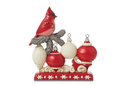 Hand-Painted Christmas Cardinal Noel Figurine - Stone Resin Holiday Decor (6.7")