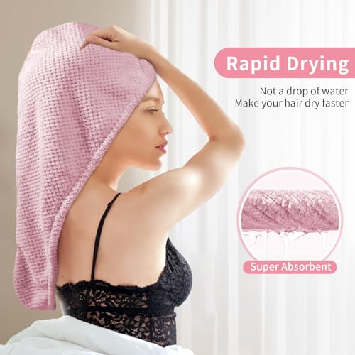 My Novel Things 3 Pack Microfiber Hair Towels for Curly Hair - Pink, White, Purple