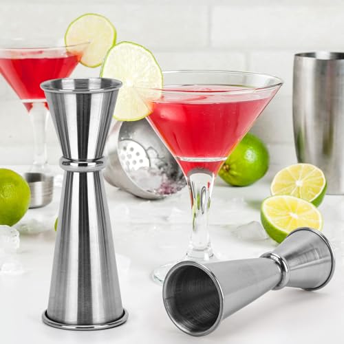 3 Pcs Double-Ended Stainless Steel Jiggers for Bartending, 1 oz & 2 oz Measuring Cups – Tbestmax
