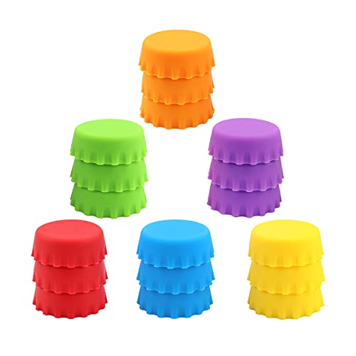 18-Piece Silicone Bottle Caps Reusable Sealers for Beer and Soda