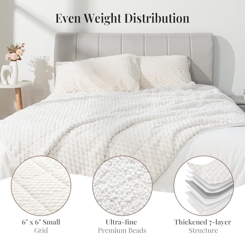 15lbs Weighted Blanket for Adults - Queen Size 60x80, Soft Sherpa Fleece