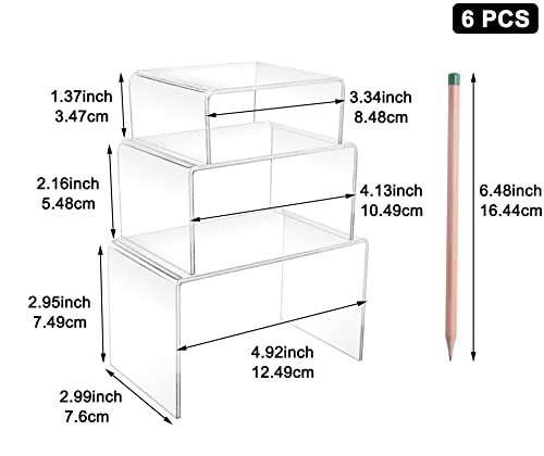 Clear Acrylic Display Risers - 6-Piece Set for Figures, Desserts, and Decor