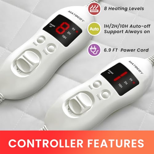 King Size Heated Mattress Pad with Dual Control & 8 Settings