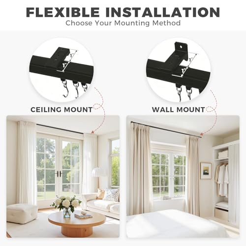 Adjustable Aluminum Ceiling Curtain Track Set, Wall Mount Rail System