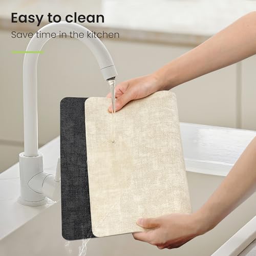 Reversible Faux Leather Placemats Set of 6 with Coasters, Wipeable & Non-Slip
