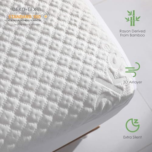 Waterproof King Size Mattress Protector - Bamboo Cooling, Fits 18" Deep