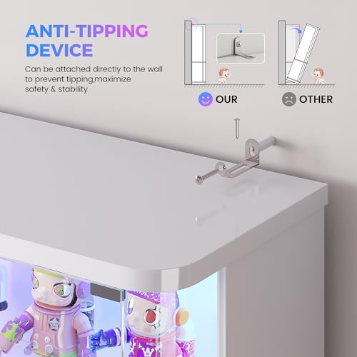 71" 6-Tier Glass Display Cabinet with Lock, RGB Motion-Sensor LED & App