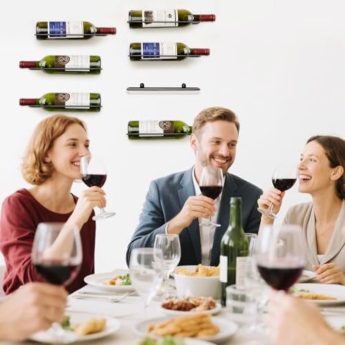 8-Bottle Wall Mounted Wine Rack - Metal Wine Bottle Storage Organizer