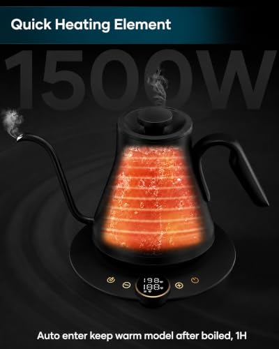 Electric Gooseneck Kettle, 0.9L Stainless Steel Pour Over Coffee Maker