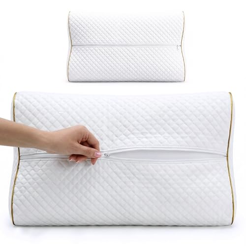 Memory Foam Cervical Pillow for Neck Support - Medium-Firm Queen Contour