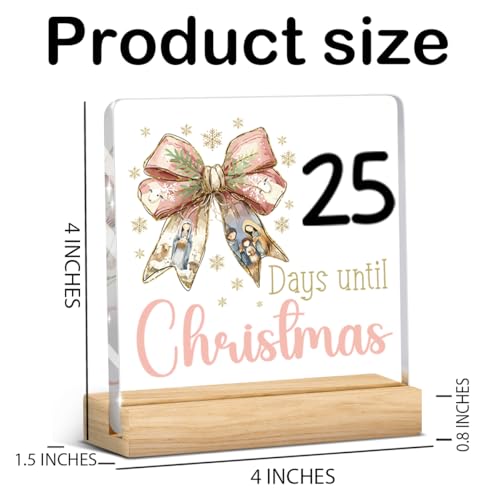 XCVXZCSDAF Christmas Days Till Christmas Countdown Sign - Xmas Countdown Calendar - Christian Holiday Decor - 4x4 Inch - Variation: Christmas02
