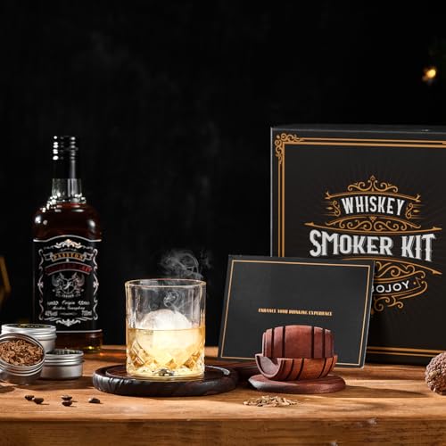 Cocktail Smoker Kit with 6 Wood Chips, Torch, Glasses & Ice Ball Molds