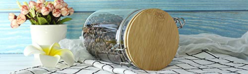 IDEALUX Glass Storage Jar with wooden Locking Clamp, Coffee Bean & Kitchen Food Container, Glass Sourdough Starter Jar (2PACK 50 OZ)