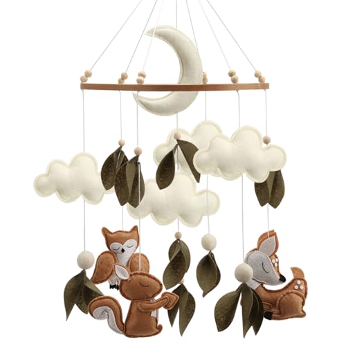 Handmade Woodland Animal Baby Mobile - Felt Squirrel Owl Deer Nursery Decor