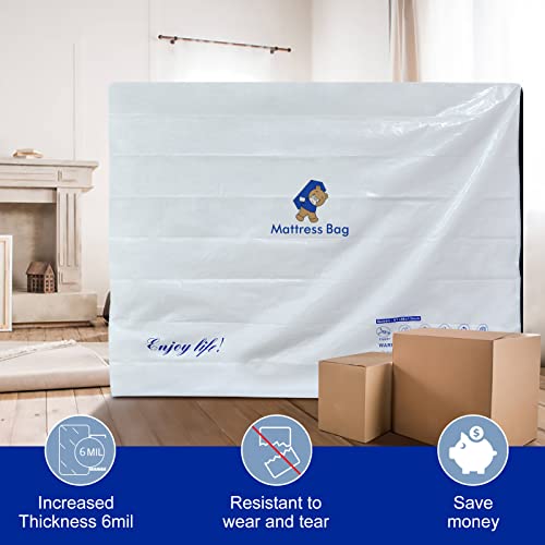 Twin Size Mattress Bag - 6 Mil Waterproof Zippered Cover for Moving