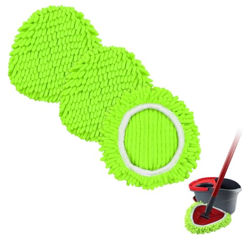 Microfiber Chenille Spin Mop Replacement Heads - Reusable Mop Pads (3 Pack)